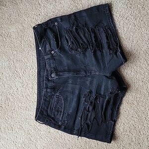 American Eagle Distressed Cross Over Denim Shorts. Size 12.